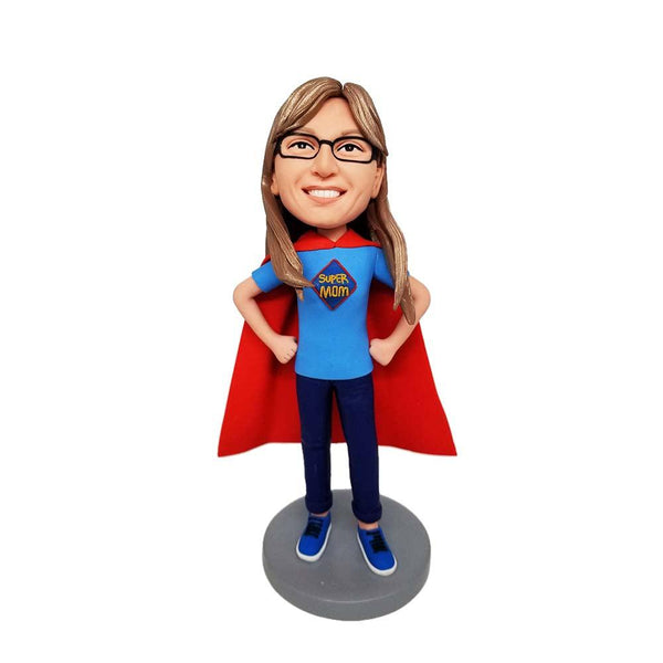 Mother's Day Gifts Custom Super Mom Bobbleheads In Red Cloak