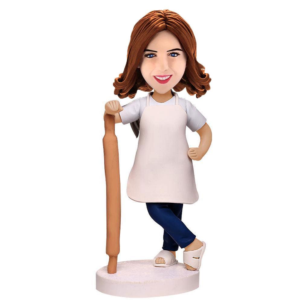 Custom Bobble Head Female Personalized Bobble Head Baker And Chef