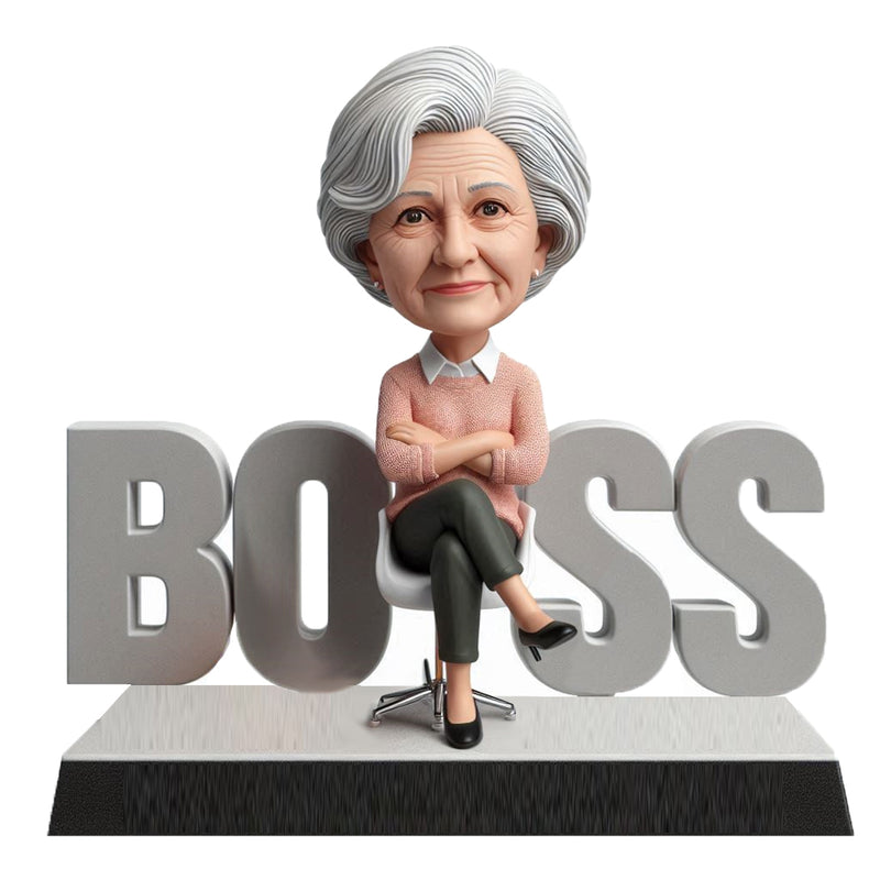 Domineering Lady Boss WORLD BEST BOSS Bobblehead personnalisé avec texte gravé