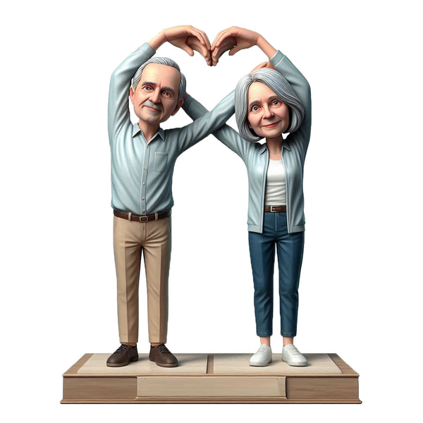 Warm family loving couple customized double bobblehead doll