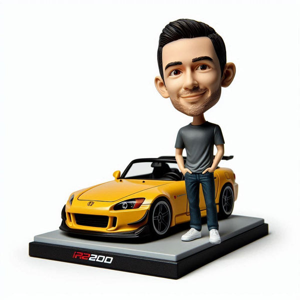 Customized single person and car bobbleheads (please upload a photo of one person and one car)