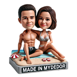 Beach holiday couple custom bobblehead doll (2）