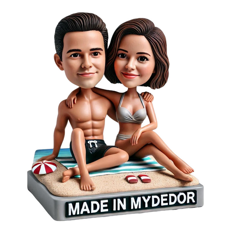 Beach holiday couple custom bobblehead doll (2）