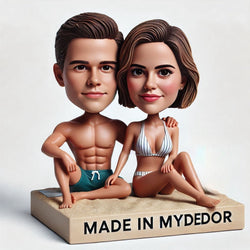 Beach holiday couple custom bobblehead doll (1)