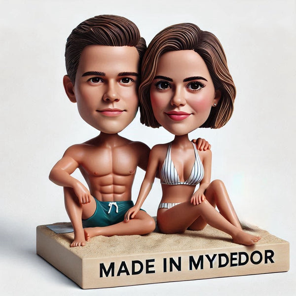 Beach holiday couple custom bobblehead doll (1)