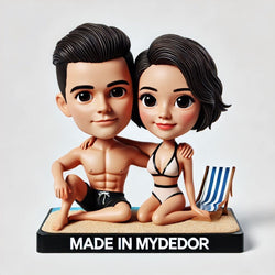 Beach holiday couple custom bobblehead doll (3）