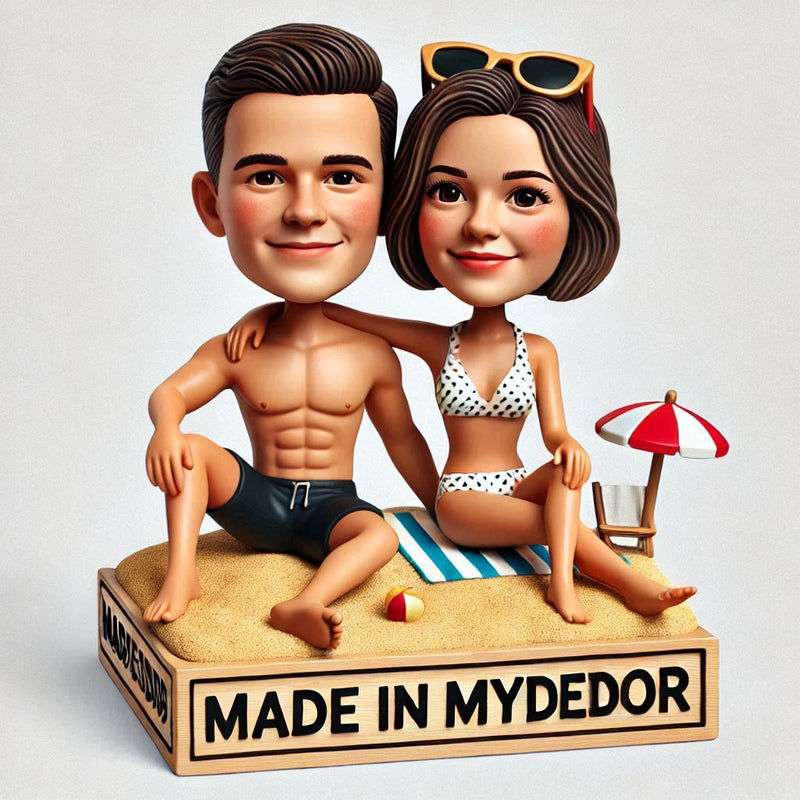 Beach holiday couple custom bobblehead doll (3）