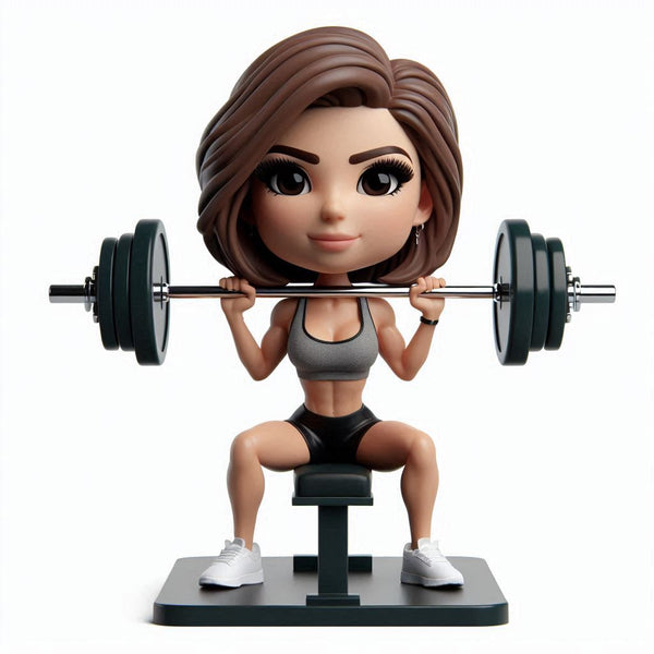 Customized single female weightlifting athlete bobblehead doll