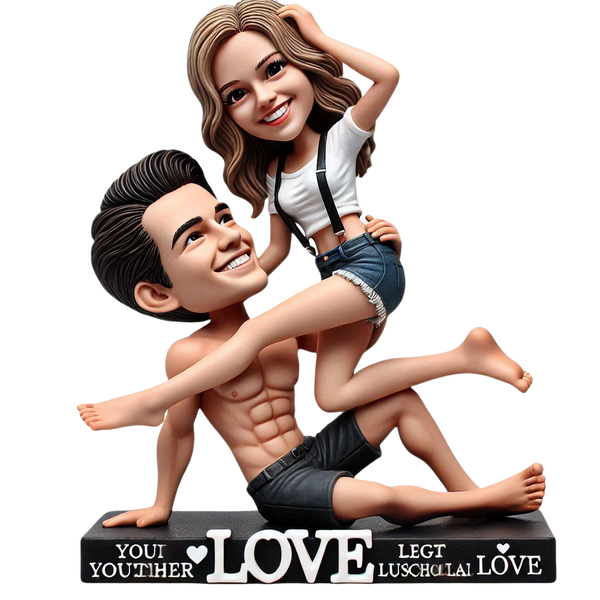 Warm family husband carrying his wife on his back couple custom bobblehead doll (6)